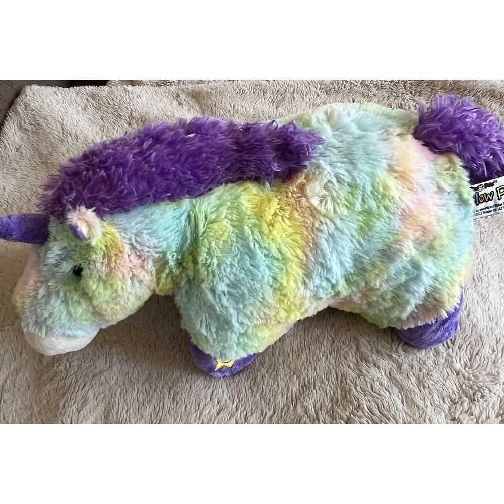 Purple Unicorn Glow Pillow Pet 2013 Tie Dye 16" Plush Stuffed Animal Light Works